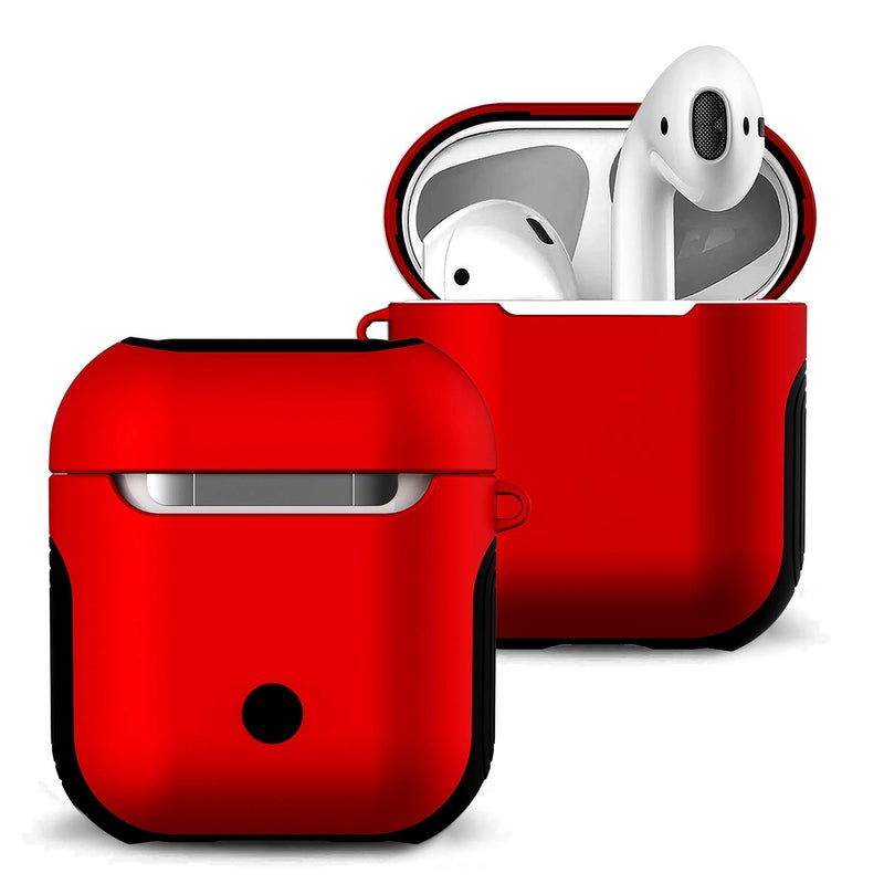 Romozi Airpods Case Cover and Skin - Romozi Airpod Skins is Silicone and Hard Cover Dual Layer Design, Heavy Duty Air Pods Case with Lanyard,Shockproof AirPod Covers for Apple Airpods Accessories(Red) - Image 1